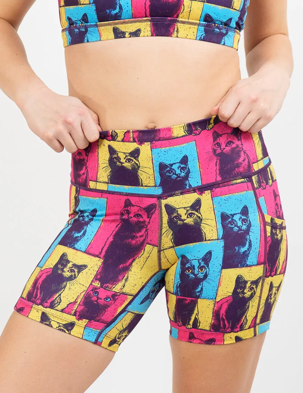 CVG Shorts Pawcasso, Workout, Polyester, Active, Patchwork Print, S, M, Fitted