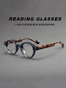 Retro Oversize Round Reading Glasses for Men Women Thicker Leg Clear PC Lens Computer Presbyopic Glasses Readers Presbyopic Glasses Eyewear High Quality Eyewear