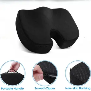 Comfort Memory Foam Seat Cushion - Pressure Relief for Office/Car/Wheelchair | Sciatica/Back/Coccyx Pain Relief | Non-Slip Ergonomic Butt Pillow Upholstered Seat Cushion