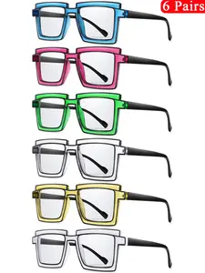 6 Piece Set Geometric Fashion Lightweight PC Material Glasses, Trendy Accessory for Music Festivals, Raves, Parties, Party Event Props, Party Favor, Daily Wear, Halloween, Valentine's Day Gifts