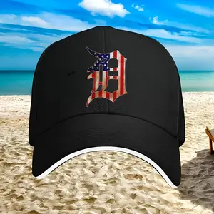 1 piece Detroit City American Flag Baseball Cap - Adjustable Snapback, Lightweight Polyester Fiber, Stars and Stripes Design, Perfect Gift for All Seasons