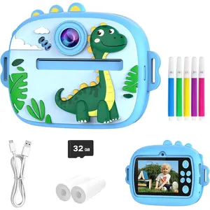 Camera with Instant Print, Front & Rear Dual Cameras, Portable Travel Digital Toy, Birthday for Girls & Boys Ages 3-12 (32GB SD Card) Blue