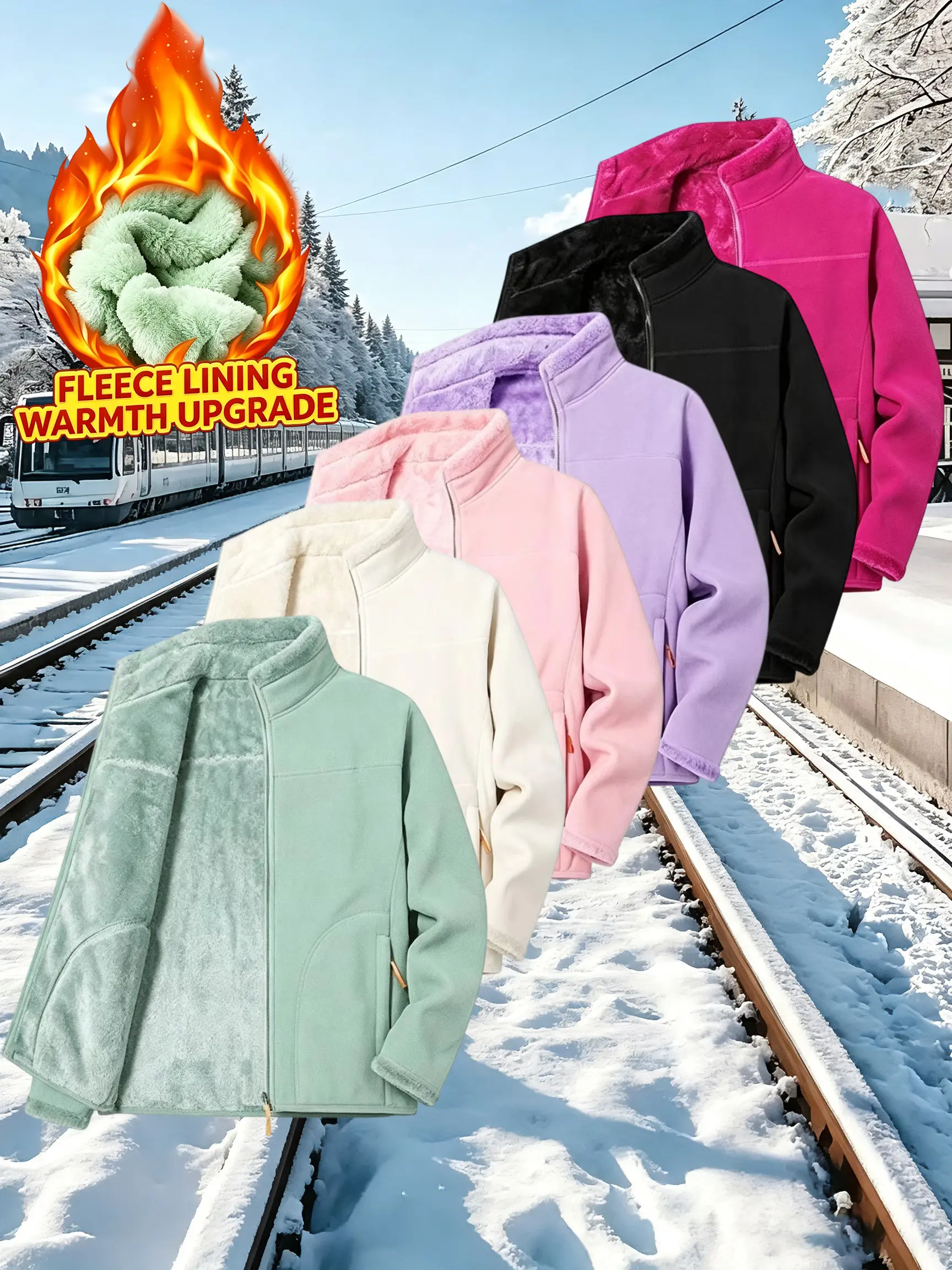 Clean Gent women’s soft fleece zip-up cardigan jacket, stylish and comfortable high-neck outerwear, warm fleece top, outdoor casual jacket, top, long sleeves, lightweight, breathable