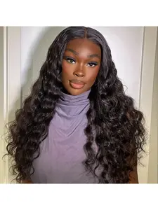 Deep Wave 5x5 HD Lace Closure Wigs Human Hair Brazilian Virgin Hair 180 Density Deep Curly Glueless Wet and Wavy Wigs Pre Plucked for Women