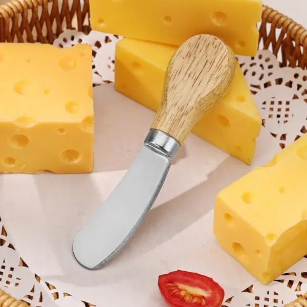 2 Pack Wooden Handle Stainless Steel Butter Spreader Knife Multipurpose Cheese Cream Jam Scraper For Breakfast Baking Bread Toast