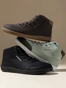 HOBIBEAR Winter Fleece Lined Wide Toe Shoes Spring Autumn Men's Sports Shoes Mid Top Flat Women's Skate Shoes