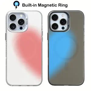 Red and Blue Heart MagSafe Personalized iPhone Cover, Durable TPU Shockproof Protection Accessory with Screen Protector, Magsafe-Fit for iPhone 11-17 Pro Max, Couple Gift