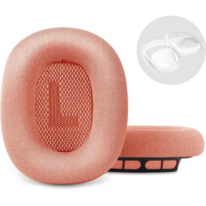 2024 Upgraded Ear Cushions Replacement Earpads for AirPods Max Headphones, Mesh Fabric Ear Pads Cover with Memory  and  for AirPod Max + Soft TPU Case Cover ()