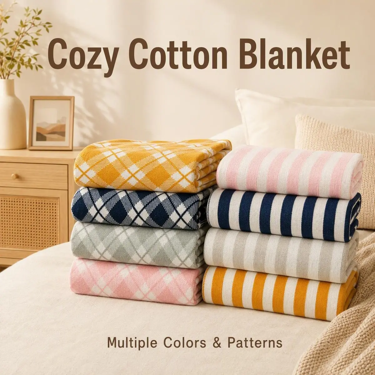 Bedsum Cotton Cable Knit Blanket - Super Soft, Lightweight, Breathable, Skin-Friendly Multifunctional Cotton Throw Blanket for Sleep & Rest (30 x 40 in), Multifunctional Cotton Blanket