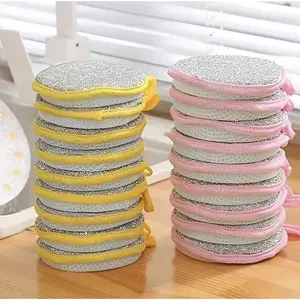 Double-sided Dishwashing Sponge, Scratch Free Sponge, 3 Counts Scrubbing Pot Brush, Kitchen Dish Cloth, Household Dishcloth, Oil and Stain Removal Cleaning Cloth, Dish Sponges