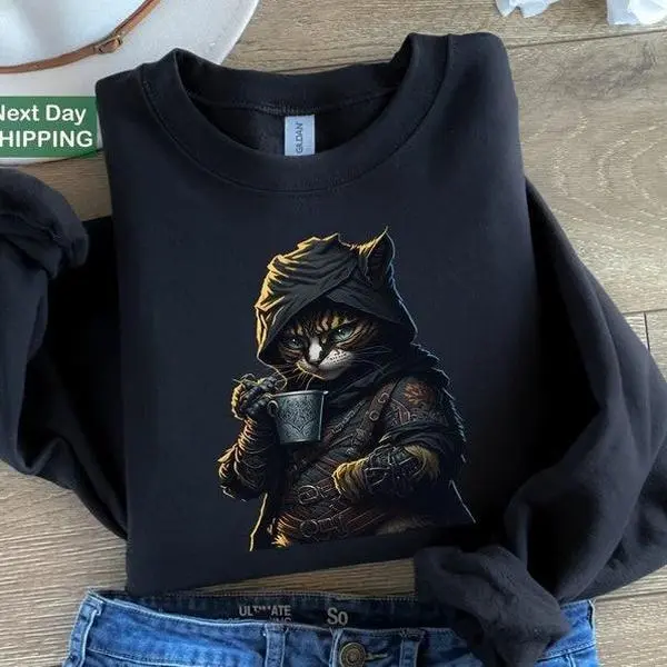 Unique Ninja Cat Coffee Sweatshirt Perfect for Cat and Coffee Lovers! Sweatshirt