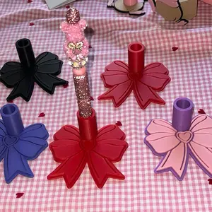 Rhinestone Pen Bow Shape Holder - Colorful Bow Design for Stylish Pen Storage