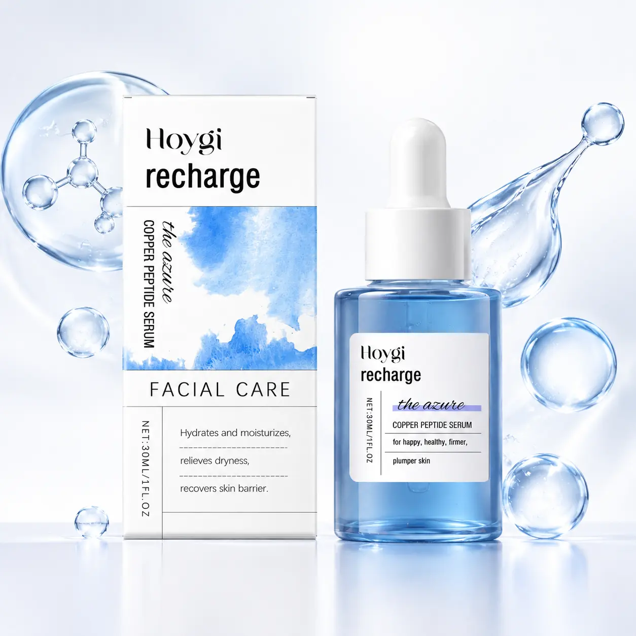 30ml Copper Peptide Face Serum - Lightweight Moisturizer, Hydrating Care for Dry Skin, Skin Barrier Repair, Daily Use, Apply After Cleanse Skincare Essence
