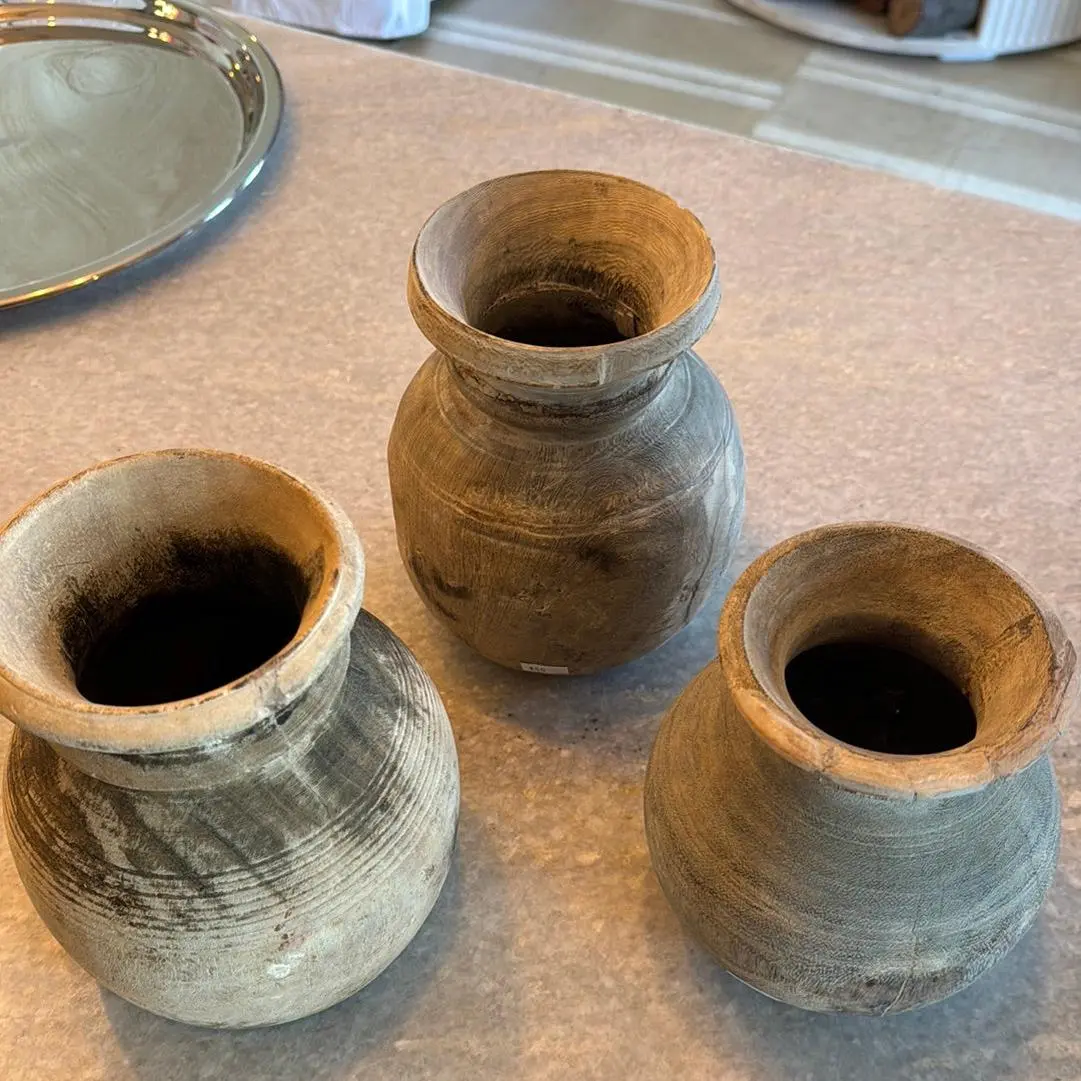 Extra Small Round Madera Wood Pot
