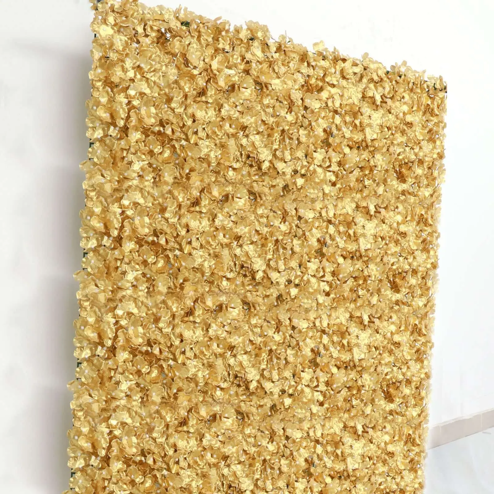 Artificial Gold UV-Protected Flower Wall Mat Backdrop - 4 Panels, 11 Sq ft, for Indoor and Outdoor Home, Wedding, Festive Party Supplies
