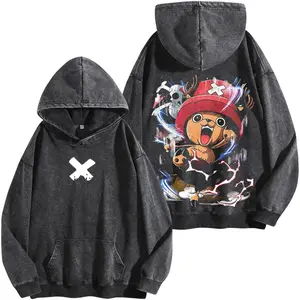 Tony Tony Chopper Cotton Candy Lover Washed Hoodie, One Piece Anime Graphic Tee, Oversized Retro Streetwear Shirt, Manga Fan Apparel