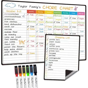 Dry Erase Chore Chart 14.5x11 for Teens Adults 6 Extra Fine Point Markers Included 6.5x8.5 List Board for Fridge Shipped Flat