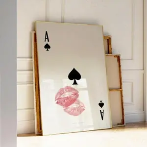 Playing Card , Ace of Spades Poster Unframed , Trendy Retro Kiss Lips, Femme Fatale Poster Unframed | Apartment aesthetic | Instant Download