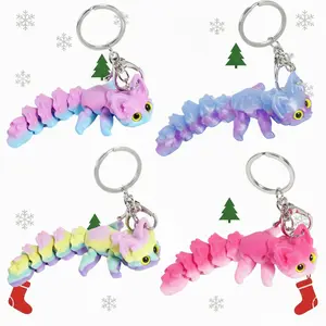 Gradient Color 3D Printed Long-Tailed Fox Keychain – Cute Multi-Purpose Pendant for Bags, Keys, Car Mirror, Phone, Perfect Holiday & Christmas Gift