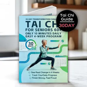 Tai Chi Challenge Book for Seniors, 30-Day Daily 10-Minute Training Plan, Original English Version, Home Fitness Guide, Daily Guided Journal, Schedule Planner
