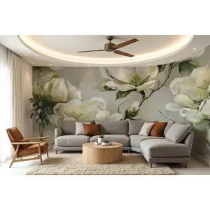 Big Watercolor Floral Print Wall Wallpaper Mural in Peel & Stick Canvas Vinyl or Non-Woven