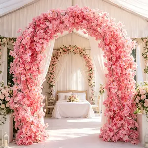 5/10 pcs artificial cherry vine arch for weddings, pink floral backdrop for ceremony, party, and event decoration
