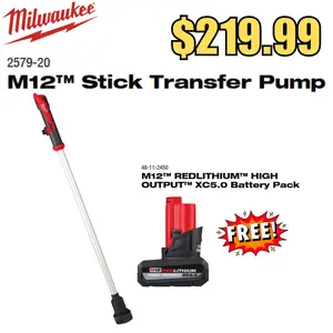 M12™ Stick Transfer Pump with Free XC 5.0 Battery Promo