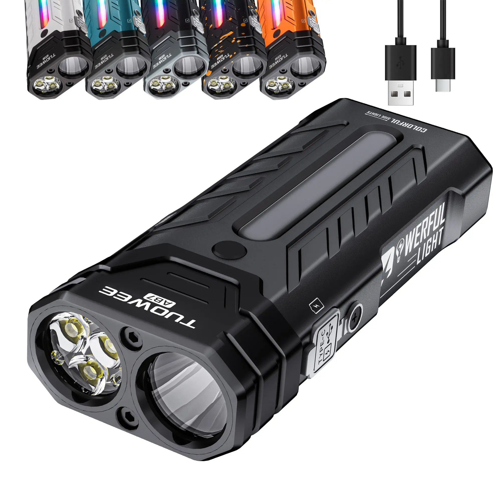 PASIION 3250-lumen flashlight, ultra-bright flashlight, high-capacity battery, long runtime and high brightness, camping flashlight, outdoor work, ultra-bright, USB rechargeable, gift for men, Night Fishing Light, lock function,