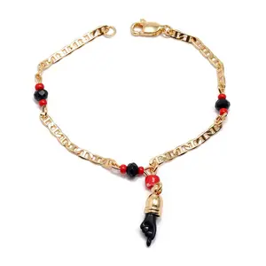 Stainless Steel 18K Gold-Plated Bracelet and Anklet Set — Round Gemstone-Inlaid Design