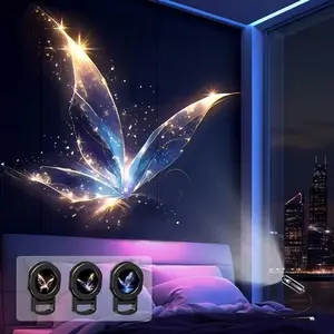 Portable USB Dream Projection Lamp Butterfly Pattern LED Atmosphere Decor Night Light, Home Decor Light, Clear Lighting for Walls Floors Ceilings, Aurora Projector Lamp