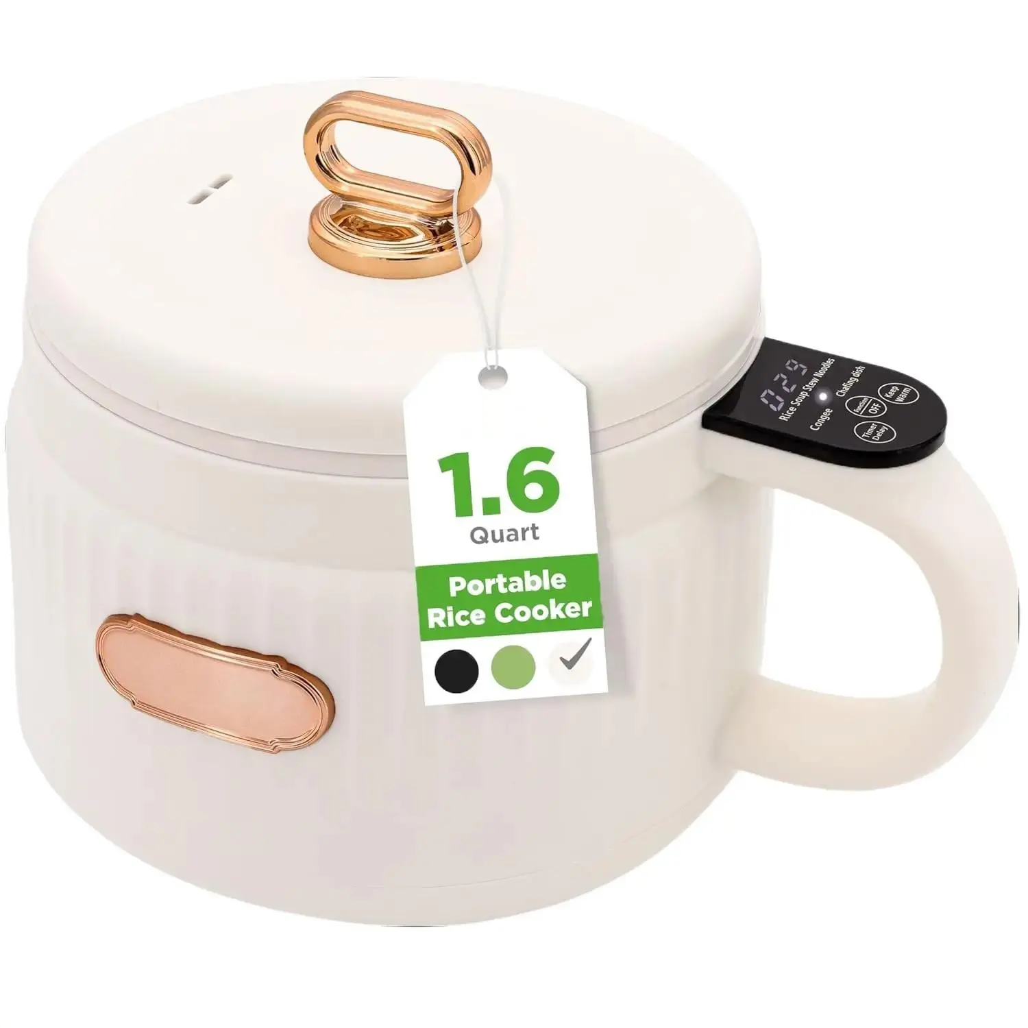 6-in-1 600W Smart Electric Mini Cooking Pot - 200W & Above, ABS Plastic, Timer, Warm Function, Instant Heat, Smart Touch Controls, Easy-Clean Ceramic Non-Stick Finish, Safe, Compact - Boils, Fries, Stews Quickly for College Dorm Dwellers, RV Use, 200 W &