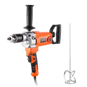 fathersdaygift VEVOR Drill Mixer, 5/8 inch Corded Electric Drill Mixer Set, 0-750RPM 5.63A Mixing Drills, Mixing Drills Machine with D-Handle for Drilling Blending, Handheld Cement Mixers for Fodder, Paint, Cement