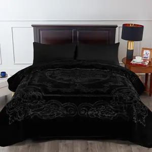 Heavy Blanket 85x95 Inches 9 Lbs Single Ply Thick Raschel Printed Blanket Soft Microfiber Polyester Embossed Design Machine Washable