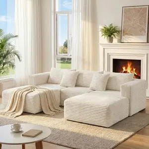 【Father's Day】U-Shaped Modular Boneless Sectional Couch, 108.26" Oversize Armless Deep-Seat Boneless Couches, 3-Package Shipping, Stain-Resistant Easy-Cleaning, High-Density Foam Soft Cushion, Stylish Design, Snap-Lock Tool-Free 3-Min Assembly, Eco-Friend