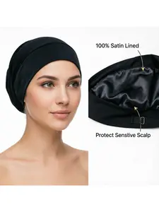 Adjustable Satin-Lined Chemo Hat for Women, Soft Cotton Beanie for Cancer Patients, Anti-Frizz Sleep Cap, Casual Stretch Fit