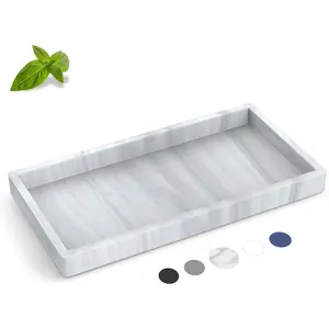 Silicone Bathroom Tray,Shatterproof Silicone Tray for Bathroom Counter,Small Vanity Tray for Bathroom Soap Dispenser Tray Toilet Tank-7.8 * 3.9in