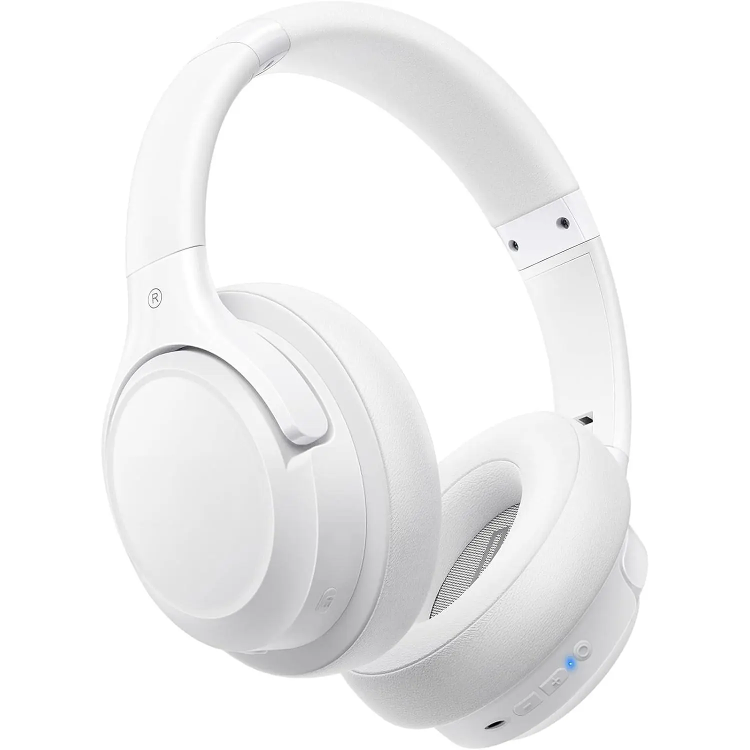 GJ X-HPS07 Chargeable Wireless Over-Ear Bluetooth Headphones with Mic, 65H Playtime, 6 EQ Modes, HiFi Stereo, Adjustable Memory Pad, Foldable Lightweight, Deep Bass, USB Wired Cable for Home Office, Phone, Game Console (White) - Electronic Audio Device