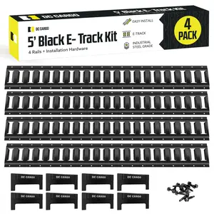 5' Long E track Powder Coated Rails (4 Pack)  with End Caps and Installation