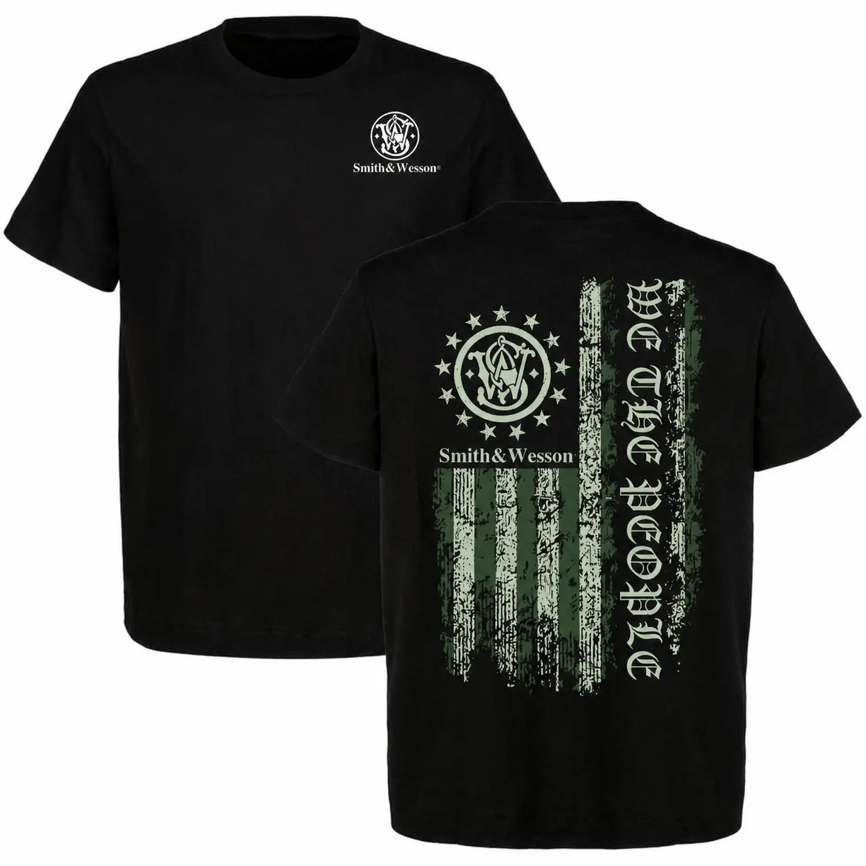 Mens Double Side Patriotic Flag Graphic Tee, Distressed Vertical USA Flag Chest Emblem Back Gothic Print Crewneck Short Sleeve Black Tactical Casual T-Shirt