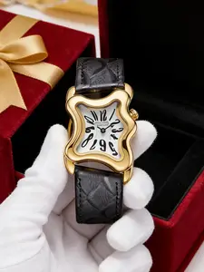 Unisex Y2K Melted Distorted Quartz Watch, Fashionable High-End Waterproof Vintage Style, Unique Middle Age Design, 1 Piece, Quartz Analog Watch, Stylish Watch