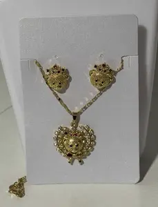 Bear Earrings & Necklace Set with Intricate Design and Sparkling Stones for Elegant Outfits Versatile Accessory Perfect Gift