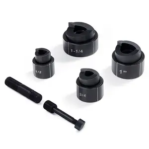 【fathersdaygift】Hydraulic Knockout Punch Kit 4 Pieces 1/2"3/4"1"1-1/4" Conduit Hole Cutter SetMetal Sheet Driver ToolsKO Tool Kits For AluminumBrassStainless SteelFiberglass and Plastic