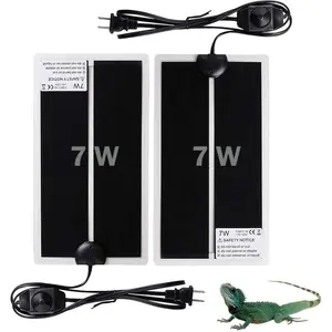 2PCS Reptile Heating Mat, Waterproof Reptile Heat Pad Under Tank Terrarium with Temperature Control, Safety Adjustable Reptile Heat Mat for Turtle, Tortoise, Snakes, Lizard, Gecko, 7W