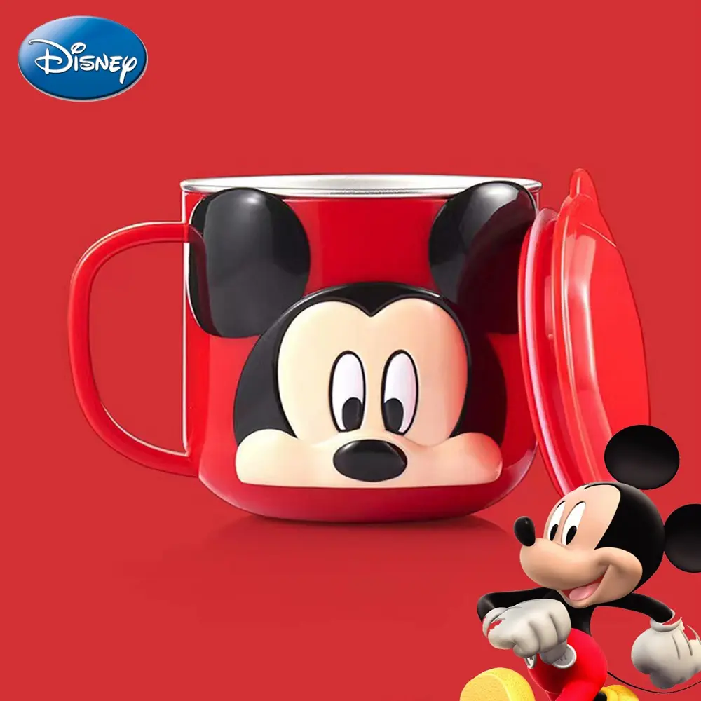 Disney Official Mickey Minnie 260ML Funny Accent Mug, Stainless Steel Lid, Milk Coffee Juice Water Cup, Removable & Easy-Clean Design, Perfect Gift, Stylish Drinkware