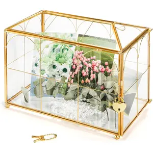 Glass Card Box with Slot, Large  Clear Card Box for Wedding Receptions, Decorative Storage Box with Lock for  Shower, Birthday Party, Bridal Shower