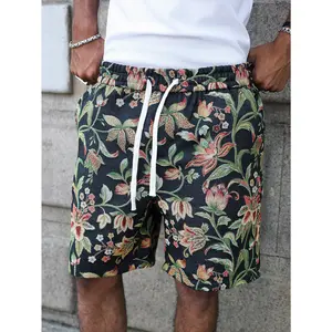 Men's Floral Jacquard Shorts | Y2K Streetwear Vintage Casual Bottoms