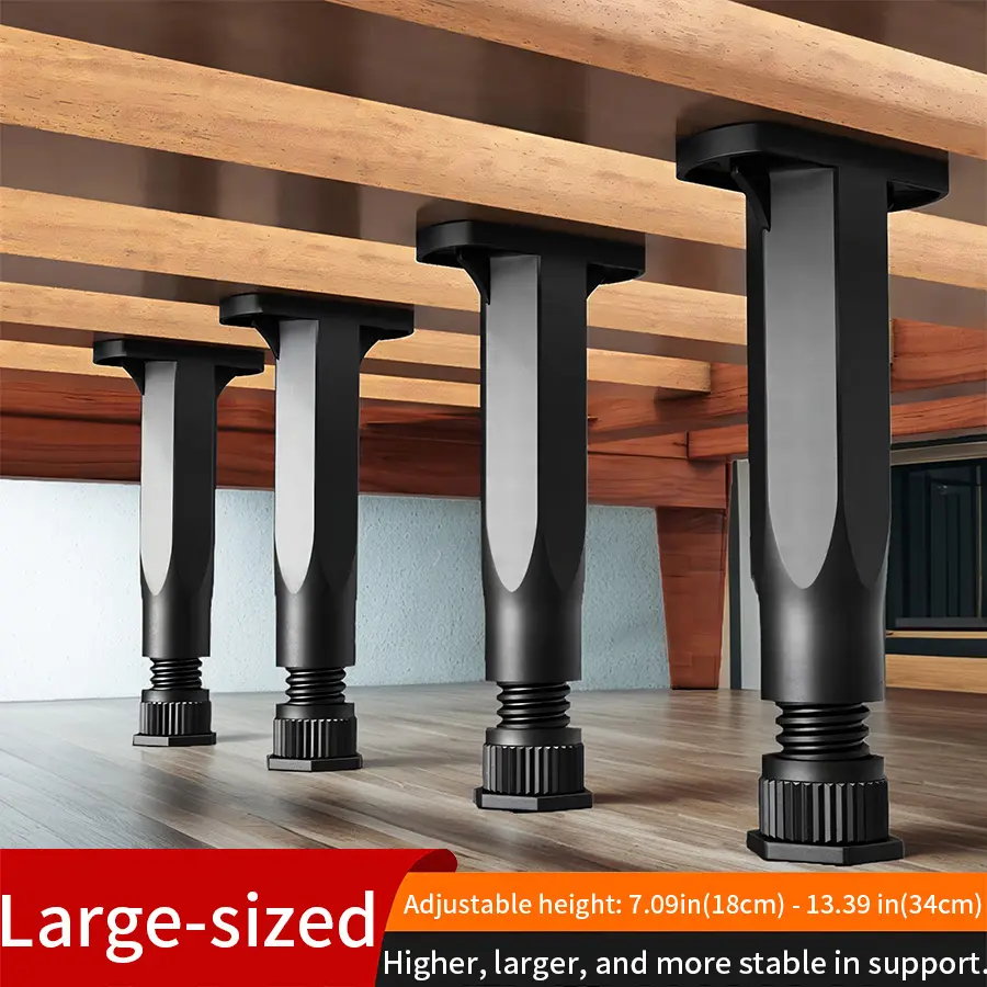 4 Pack Adjustable Furniture Legs 7"-13" - Heavy Duty Support Feet for Sagging Bed Slats, Sofa, Table (Height Adjustable)