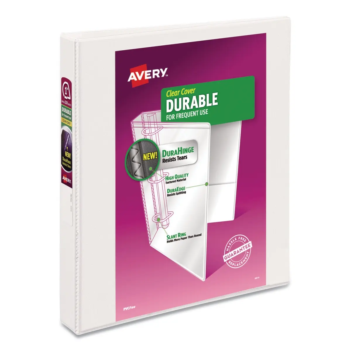 Avery AVE17575 1 in. Durable View Custom Binder with Dura Hinge, Slant Rings, White - Pack of 4 Binders, Custom Binder Binders