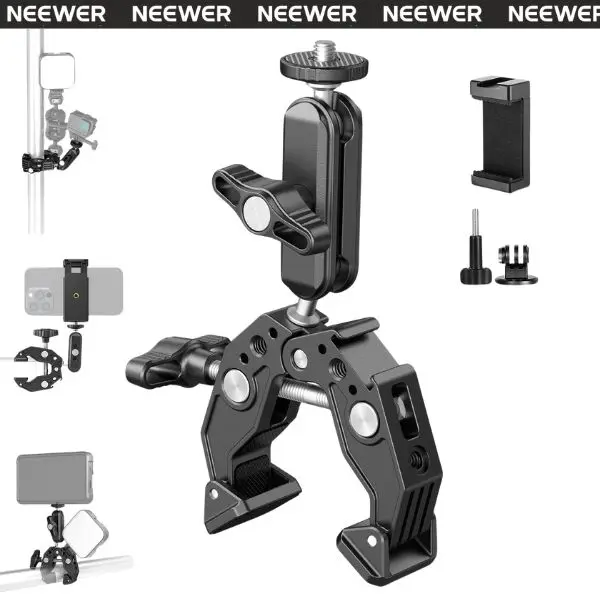 NEEWER ST83/ST85 Camera Super Clamp Mount  with Magic Arm, 2 x 360° Ball Heads, 1/4" Threads, Cold Shoe, ARRI-Compatible for DSLR, Action Camera, Tripod, Smartphone Accessories, Digital Camera tiktokshopbacktoschool
