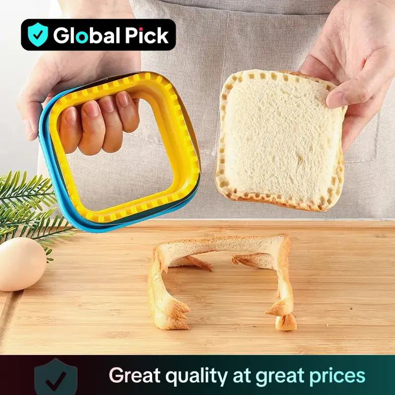 Sandwich Cutter & Sealer, 1/2 Counts Cookie Plastic Cutter, Creative Cutting Tool for Home Kitchen Couple Breakfast Production, Kitchen Accessories, B